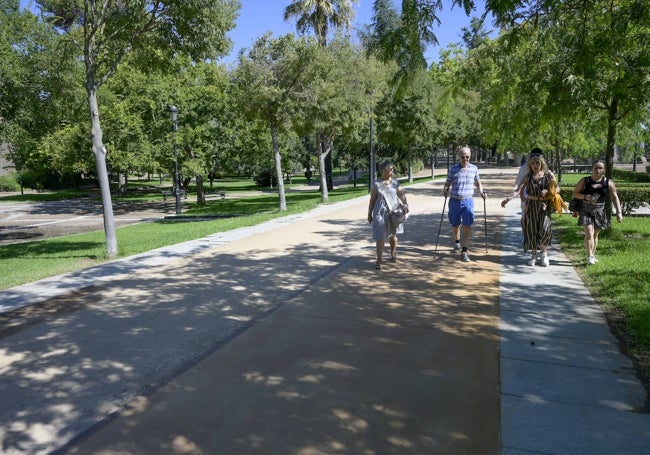 El carril, ya pintado de ocre, en el parque de la Legión.