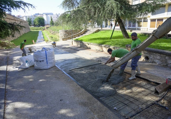 Instalación del carril en Regino de Miguel.