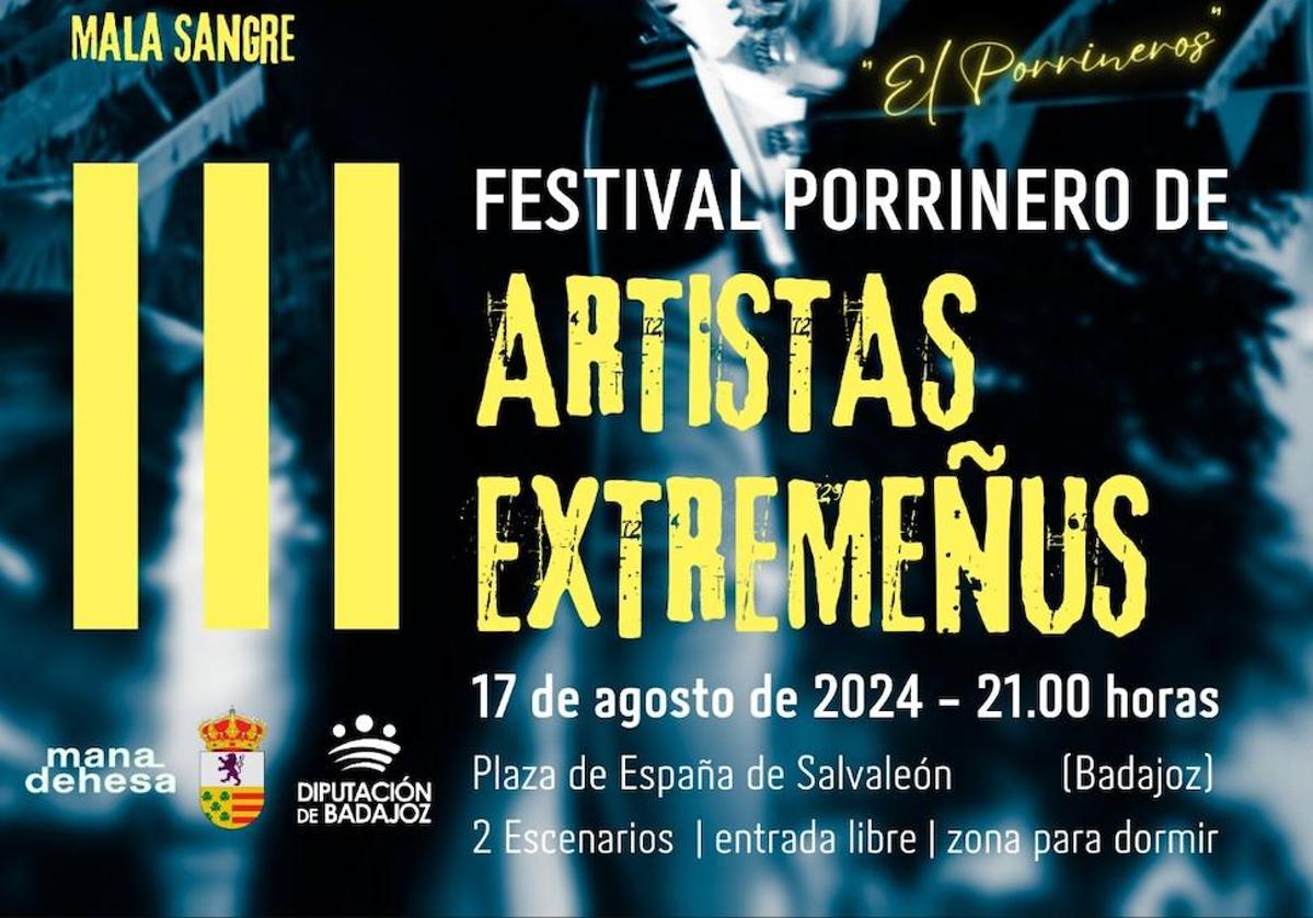 Cartel de la tercera edición del Festival Porrinero de Artistas Extremeñus.