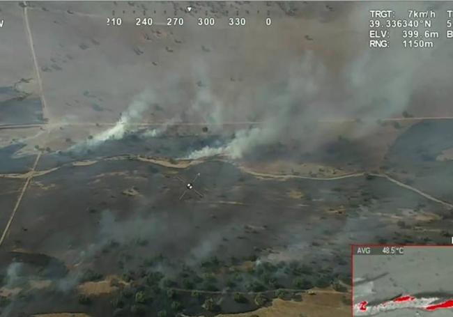 Imágenes aéreas del incendio de Alía.