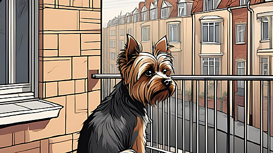 Un perro en el balcón
