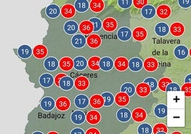 Mapa de temperaturas para este sábado