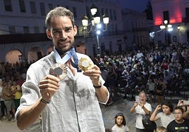 Álvaro Martín en Llerena tras ganar los Juegos Olímpicos