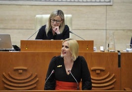 La consejera de Hacienda y Administración Pública de la Junta, Elena Manzano, en la Asamblea.