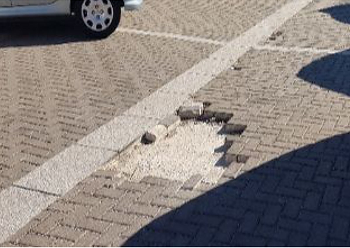 Imagen secundaria 1 - Suciedad en Vegas del Mocho, tras el mercadillo; arboles arrancados y pavimento en mal estado.