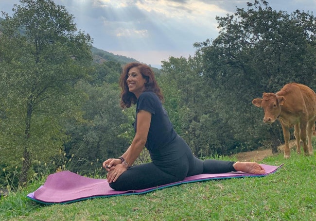 Violeta Arribas, durante una sesión de yoga.