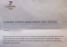 Alerta por una nueva estafa: Una falsa carta de la Seguridad Social dirigida a los jubilados