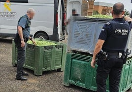 Guardia Civil en la intercepción de la mercancía.