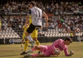 Carlos Doncel en el último partido ante el Villarreal B en el Romano.