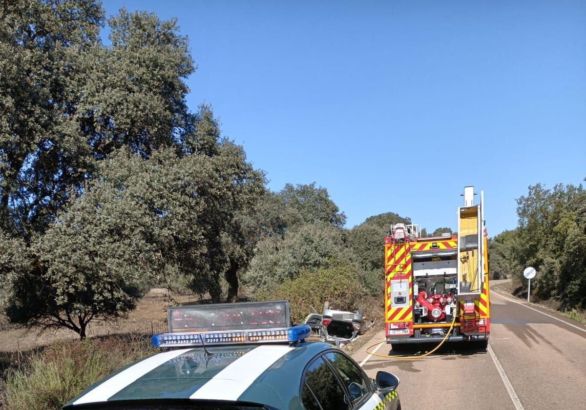 Así ha quedado el vehículo accidentado en Jerez de los Caballeros