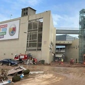 Los buceadores extremeños trabajan en el parking del gran centro comercial de Alfafar afectado por la DANA