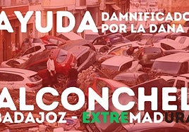 Cartel diseñado para canalizar la ayuda para Valencia desde Alconchel.