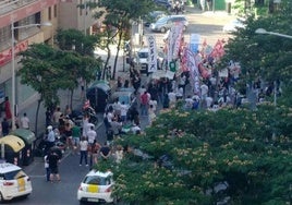 Imagen de archivo de una protesta de los sindicatos en la avenida de Europa de Badajoz.