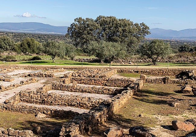 Al fondo, la finca junto a restos de la ciudad romana, que ha sido objetivo del último expolio.