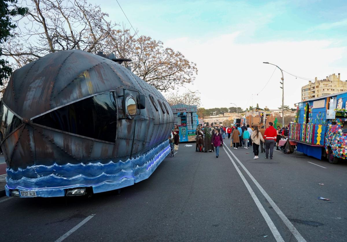 Artefactos en el Paseo Fluvial el pasado Carnaval de Badajoz.