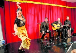 Espectáculo flamenco en la presentación del Festival de las Minas de Aldea Moret ayer en el Gran Teatro.