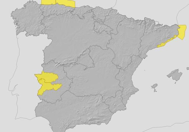 Mapa de avisos de la Aemet para este martes.