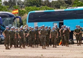 Imagen del mes de mayo cuando la Brigada Extremadura regresó del Líbano