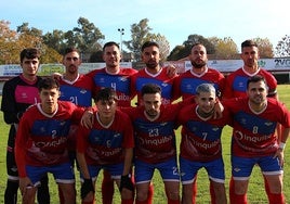 Arriba: Marco, Pildo, Tomás, Samu, Javi Martín y José Toledo; y agachados: Curro, Dimi, Antonio, Moro y Aitor.