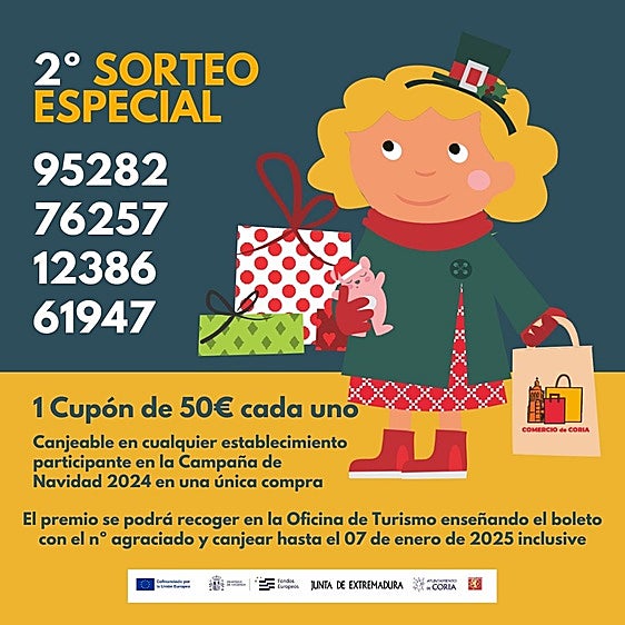 Los números ganadores del 2º sorteo especial de la campaña de Navidad 2024 en Coria
