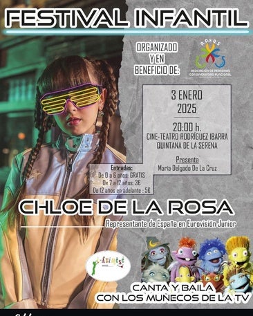 El espectáculo infantil de 'Chloe de la Rosa' llegará a la localidad el 3 de enero