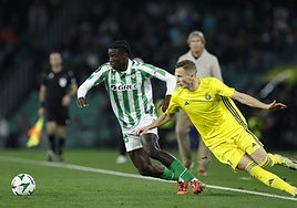 Assane Diao durante su último partido con el Betis ante el Villarreal.