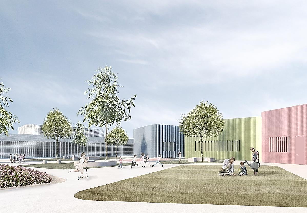 Recreación del futuro colegio de educación especial Los Ángeles en la Ronda Norte de Badajoz.