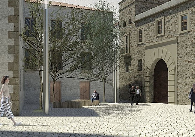 Recreación de la zona de Godoy (correspondiente a la plazuela) incluida en el proyecto original de reforma de la plaza de Santiago.