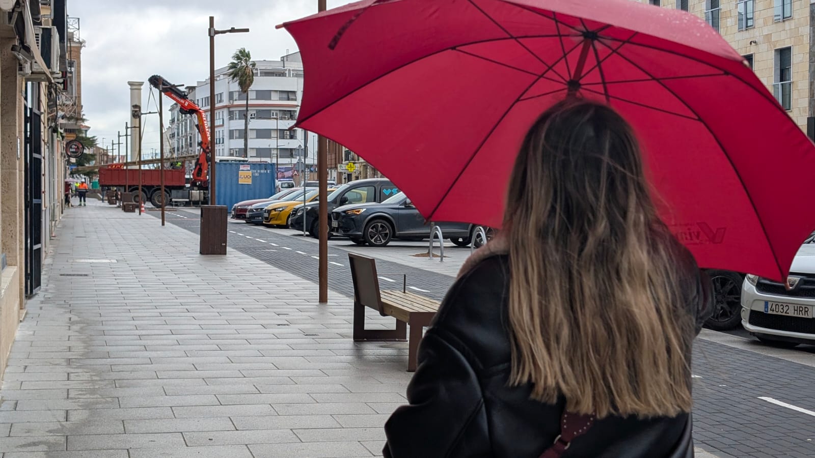 Día de viento y lluvia también en Don Benito.