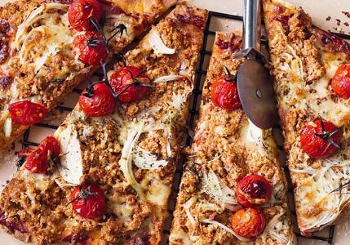 Pizza elaborada con coliflor