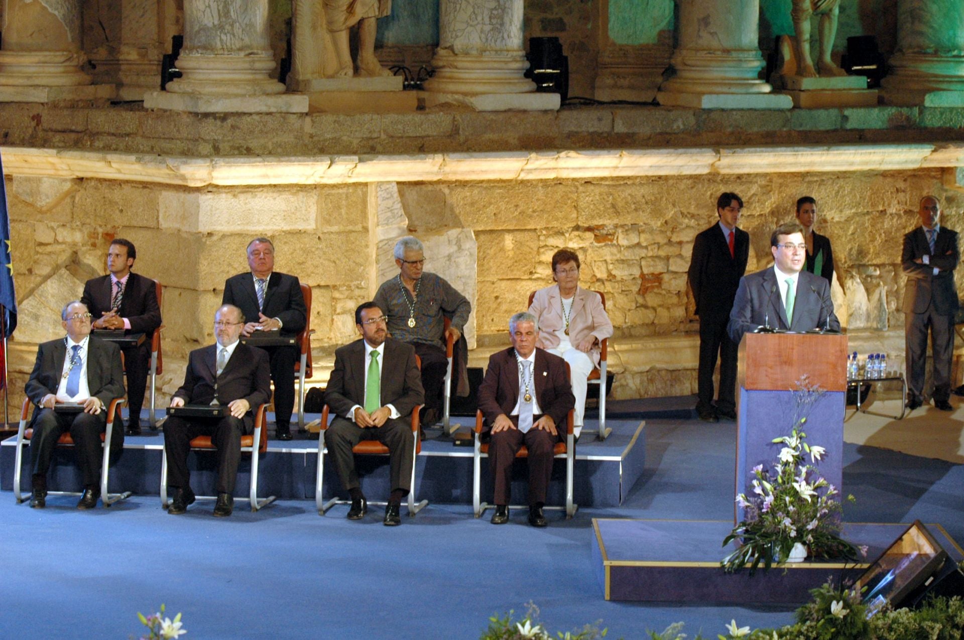 Durante el acto de la entrega de la Medalla de Extremadura en 2007