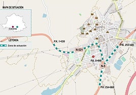 Entran en servicio los tramos remodelados entre los kilómetros 253,445 y 254,860 de la N-5 y entre el inicio y el km 1,65 de la N-521.
