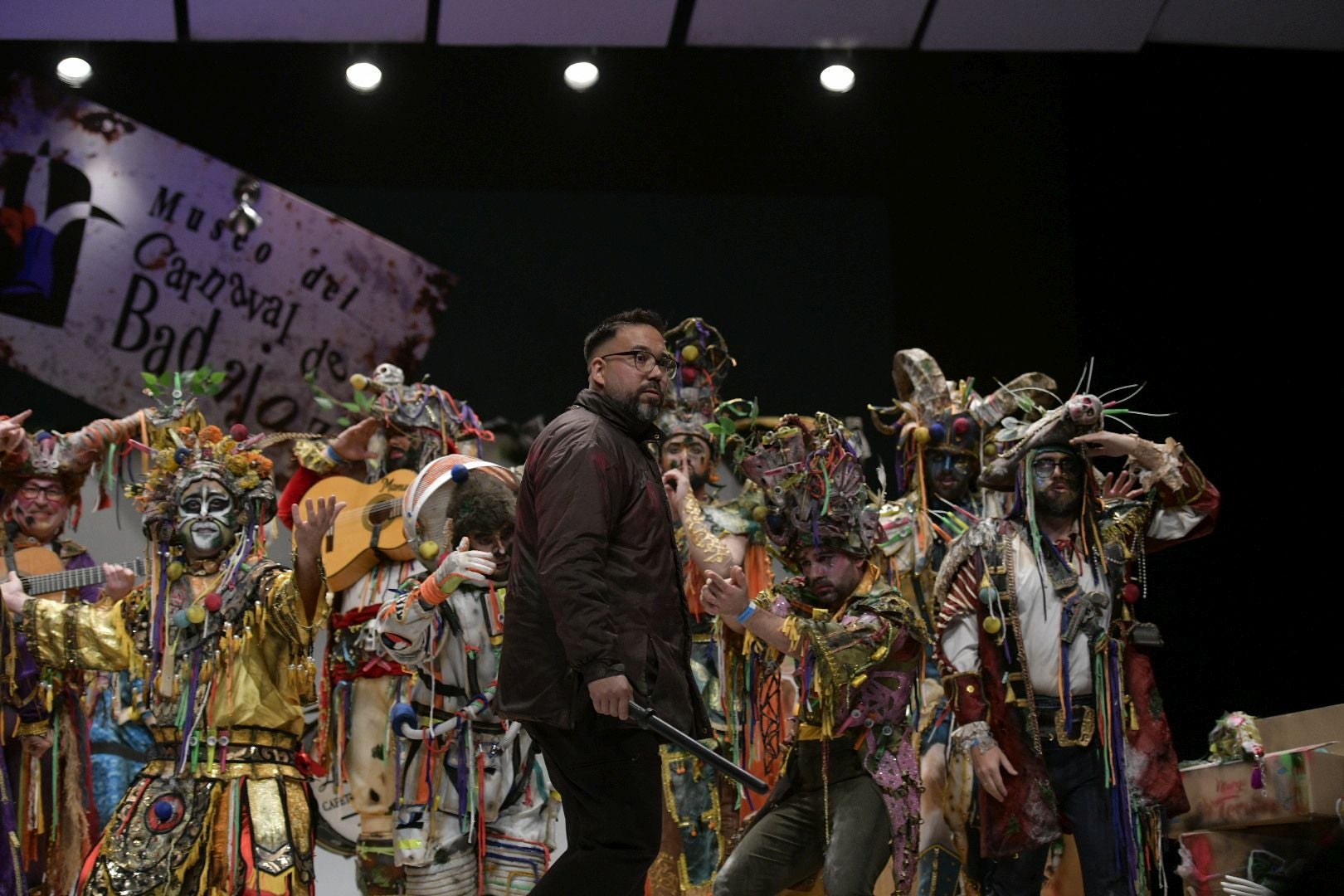 Actuación de la murga Sa Tersiao en el primer día de preliminares del Concurso de Murgas del Carnaval de Badajoz 2025. 