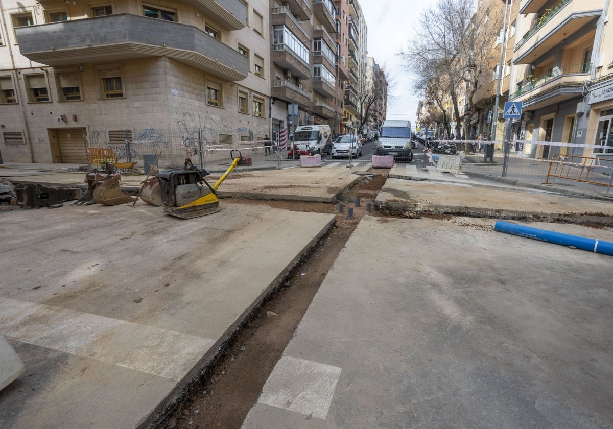 Obra de la calle Argentina donde se produjo el suceso.