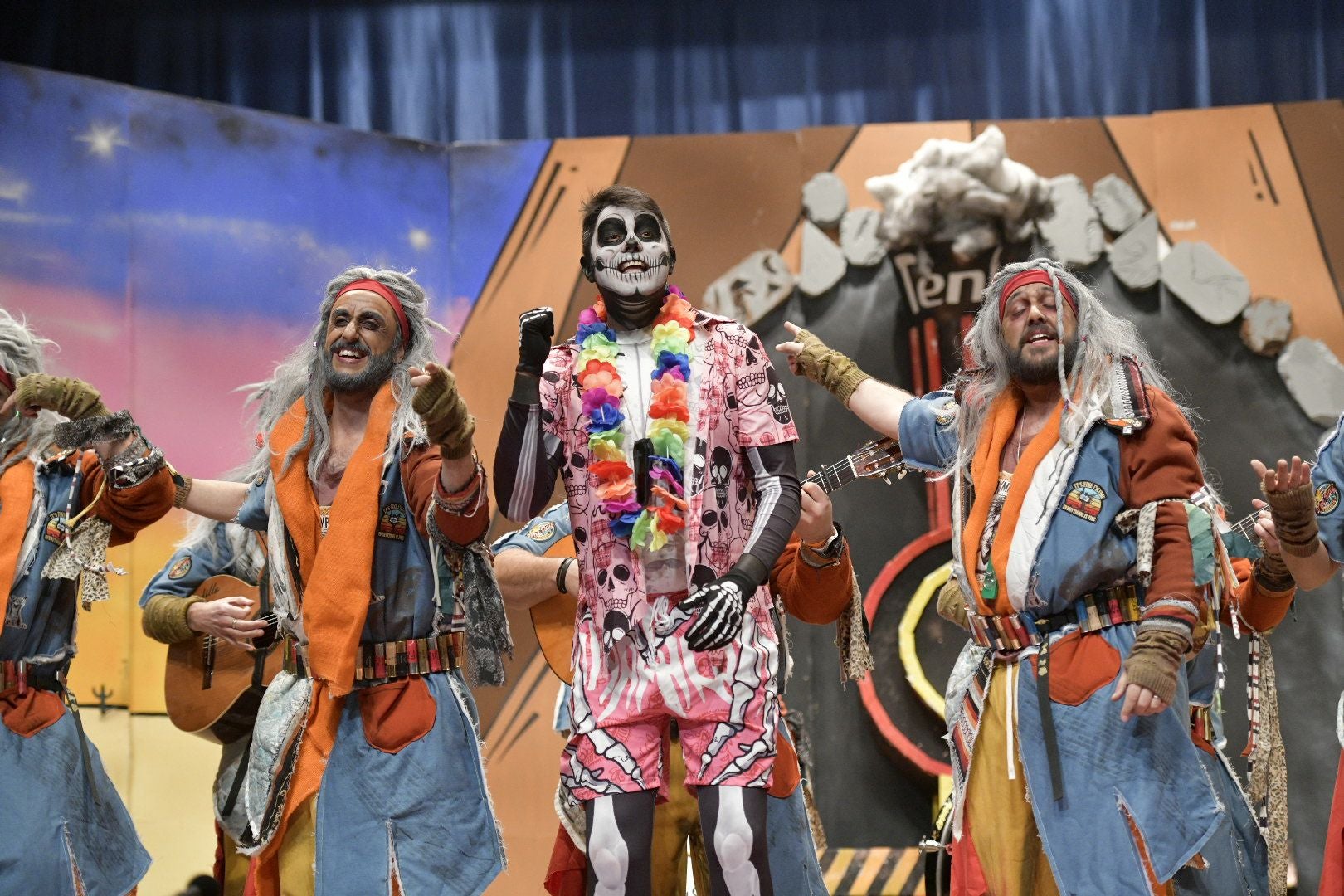 Actuación de Yo no salgo en la primera semifinal del Concurso de Murgas del Carnaval de Badajoz 2025. 