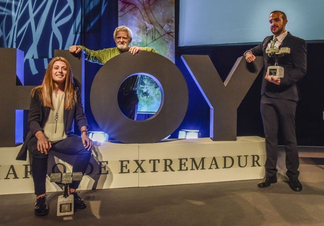 Juan Margallo, en la gala de Extremeños de HOY en la que fue reconocido junto a Javier García y Carmen Menayo.