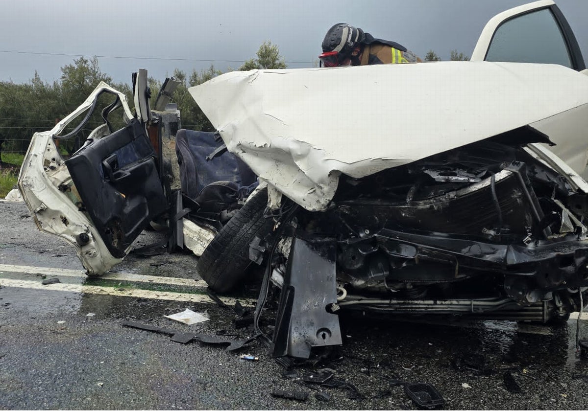 El Seat Ibiza en el que viajaba la víctima ha quedado destrozado.