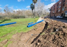 Obra de la canalización del subsuelo en María Auxiliadora.