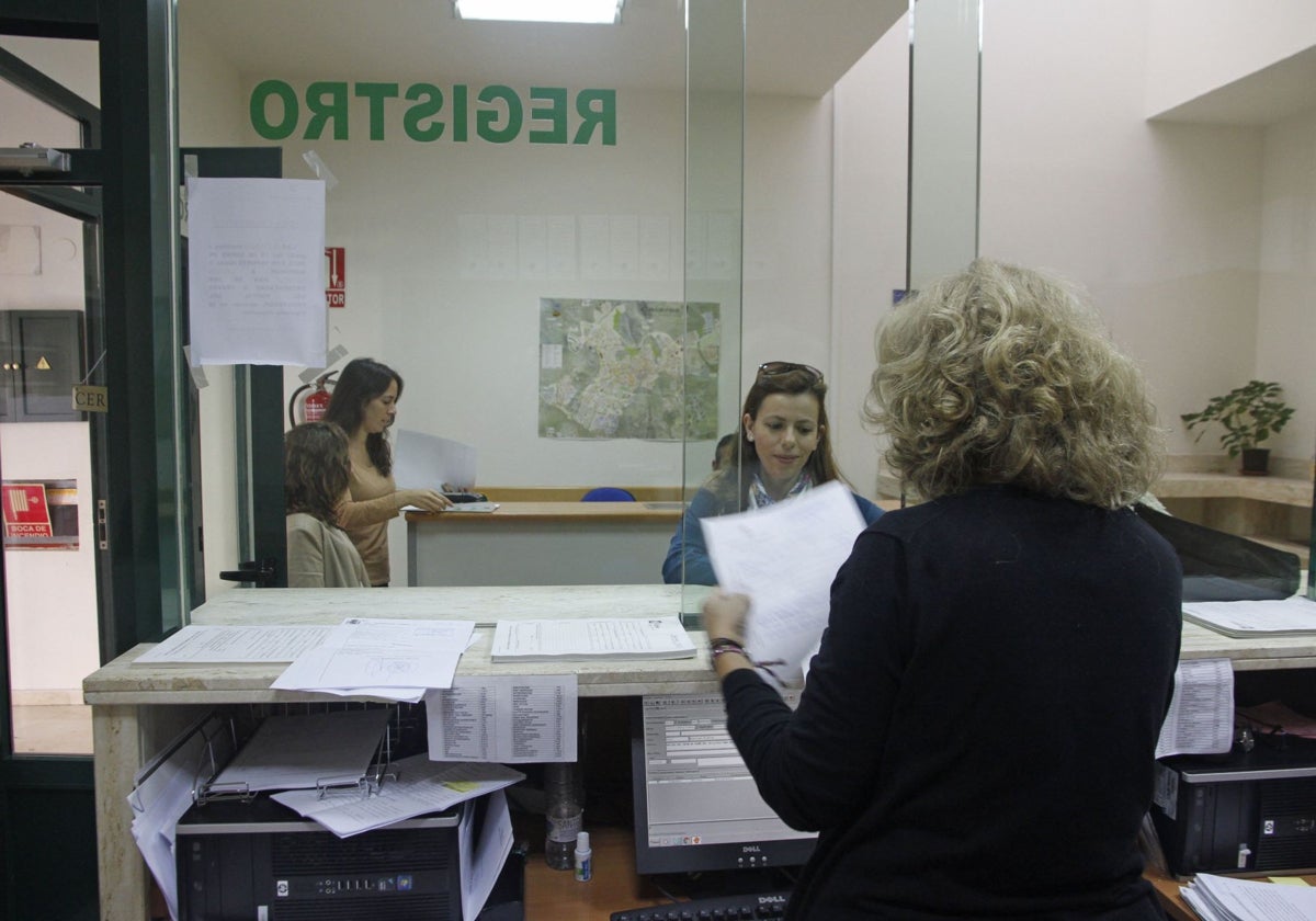 Oficina del registro municipal en el edificio del Ayuntamiento.