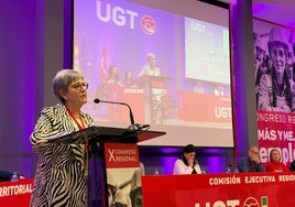 Patro Sánchez, secretaria general de UGT, en el congreso de este jueves.