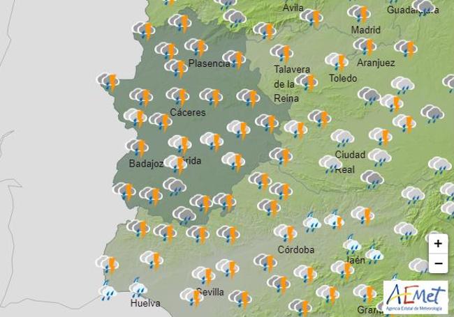 Previsión de la Aemet para el lunes.