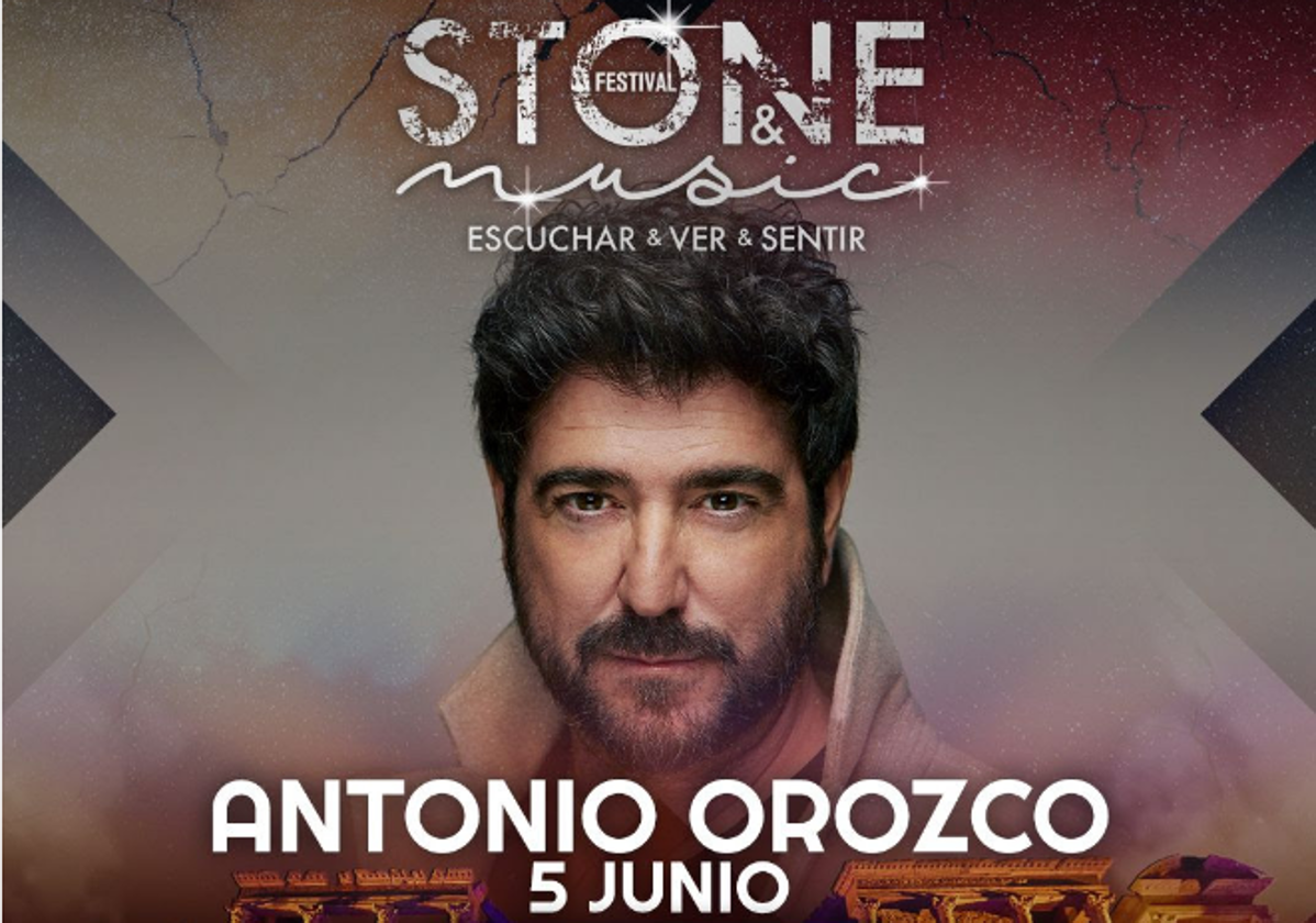 Cartel del concierto de Antonio Orozco en el Stone&Music Festival de Mérida