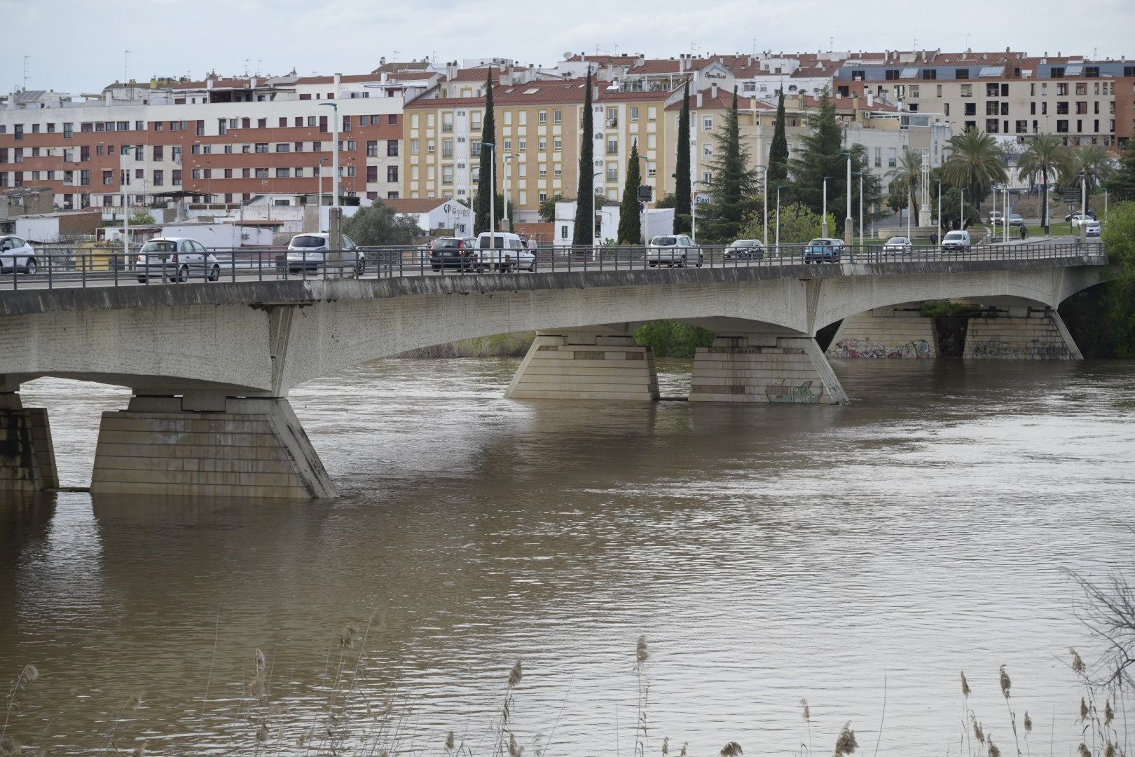 El río Guadiana, a su paso por Badajoz, este miércoles.