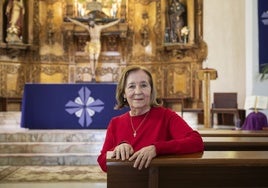 Marisol Sánchez, ante el Cristo de la Paz.