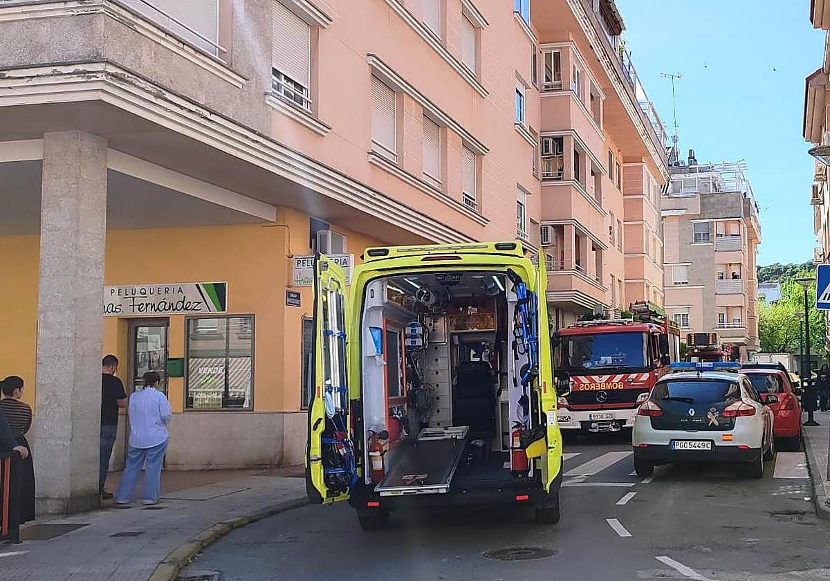 La mujer fue trasladada por una ambulancia del Servicio Extremeño de Salud.