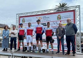 Daniel Sánchez Cidoncha en el podio de la tercera prueba de la Copa de España celebrada en Asturias.