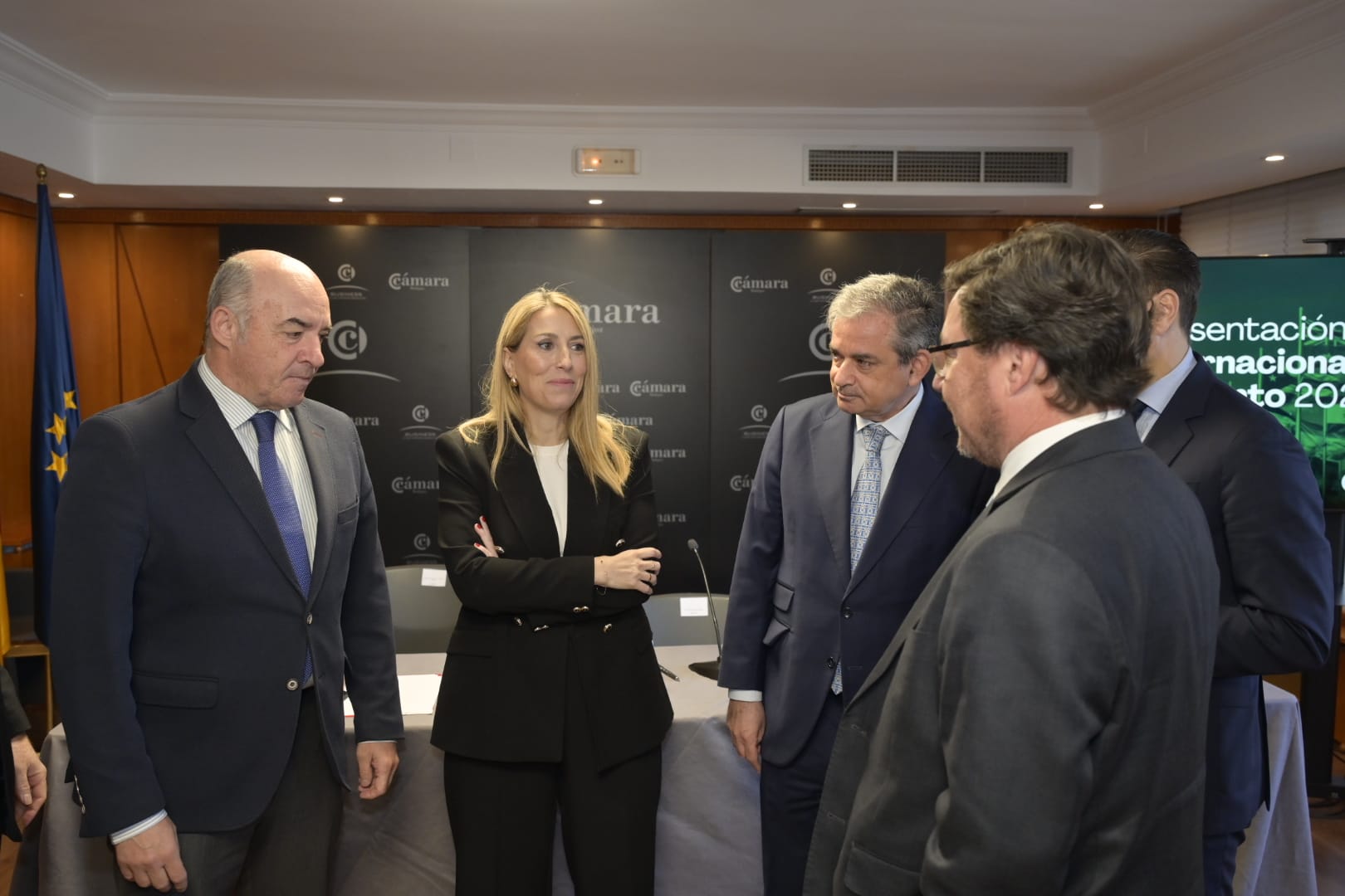 María Guardiola durante la presentación del plan de internacionalización.