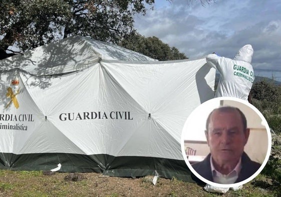 Momento en el que la Guardia Civil encontró el cadáver de Vicente Sánchez; a la derecha, su imagen.