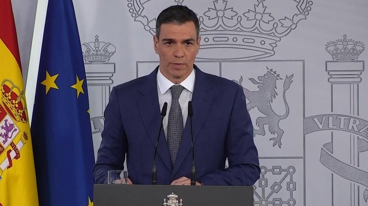 Pedro Sánchez durante su comparecencia.