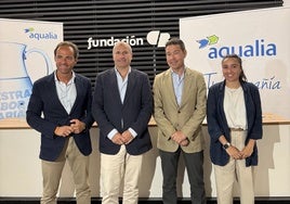 Juan Parejo, Chapu Moreno, Jesús Rodríguez y Carmen de la Cruz durante la presentación del Campeonato de España de Veteranos.